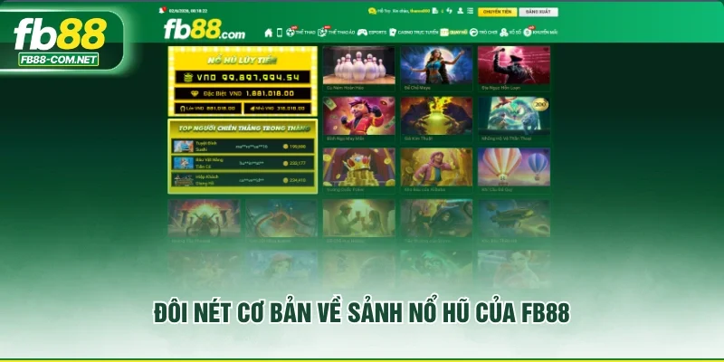 Đôi nét cơ bản về sảnh nổ hũ của FB88